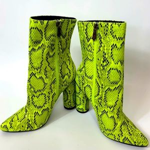 Cape Robbin Lime Snake Skin Booties